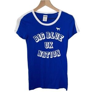VICTORIA'S SECRET PINK University of Kentucky Short Sleeve Shirt UK Royal Blue